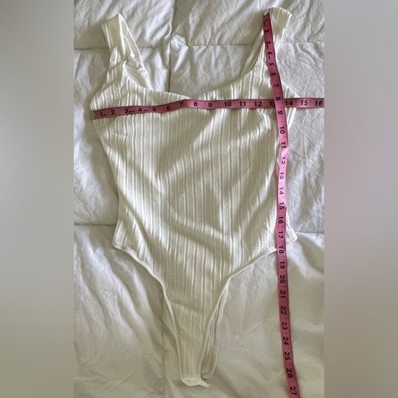 ASTR the Label Tate Bodysuit White Textured Pointelle Size Medium - Picture 8 of 10